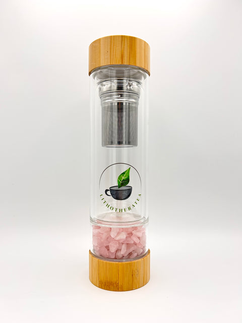 Bouteille Infuseur à Thé en Verre de Cristal - Or Rose - Quartz Rose -  AWGifts France - Votre grossiste de Cadeaux dans toute l'Europe